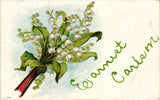 Vintage Embossed Lily of the Valley Flower Postcard Posted Lily