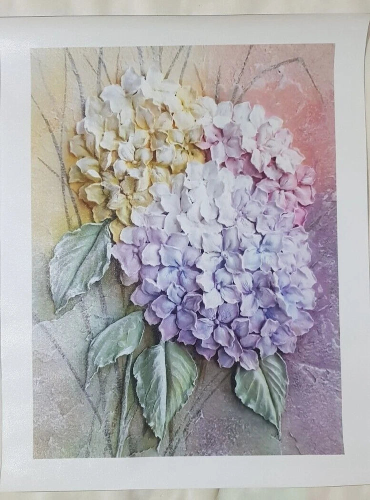 3D Texture Hydrangea Flower Printed on Canvas 11.7 in x 15.7 in without Frame Hydrangea