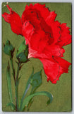 Vintage Red Carnation Floral Postcard with Glitter Detail A372 Carnation