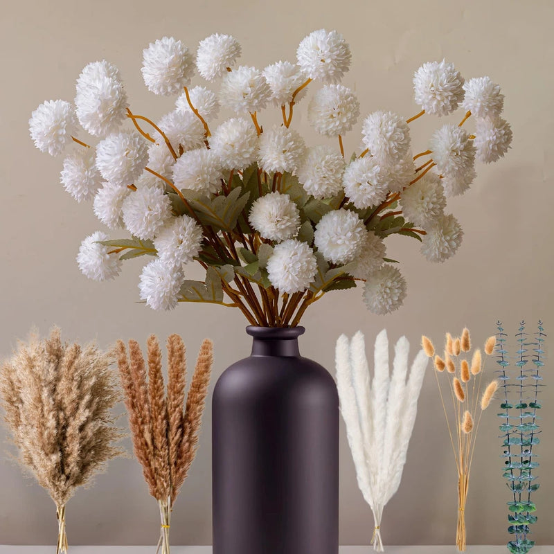 High-End Faux Flower Bouquet with Dried Pampas Grass Decor Ð Realistic Art Pampas Grass