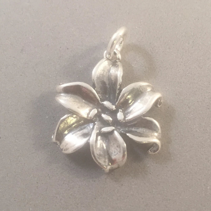Sterling silver lily flower pendant charm with loop bail