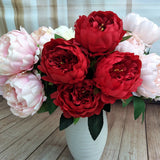 2pcs 5 Heads Silk Artificial Round Peony Home Office Decor Floral Arrangement Peony