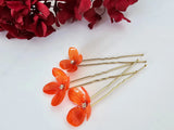 Orange Hydrangea Dried Hair Pin - Hydrangea Flower Hair Clip - Resin Flower pin Hydrangea