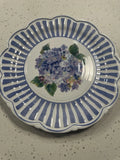 (1) Shabby Chic Floral Hydrangea Stripes&Scalloped 11.5ÓMelamine Dinner Plates Hydrangea