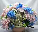 Guardian Angel with Children Floral Centerpiece - Hydrangea and Baby's Breath Hydrangea