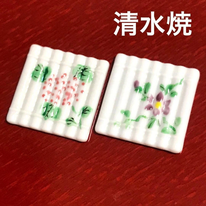 Kiyomizu Ware Chopstick Rest Incense Flower Raft 2 Pieces Kyoto Hydrangea USED K Hydrangea