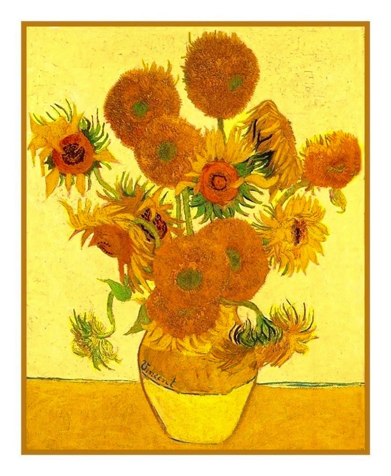 Van Gogh's Vase of Sunflowers Counted Cross Stitch Chart Pattern Sunflower
