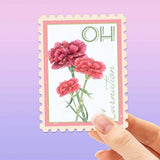 Ohio State Flower Carnation Sticker - OH Vintage Stamp Decal for Laptop Carnation