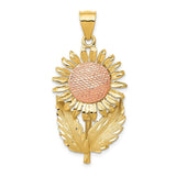 Real 14kt Two-tone Sunflower Pendant Sunflower