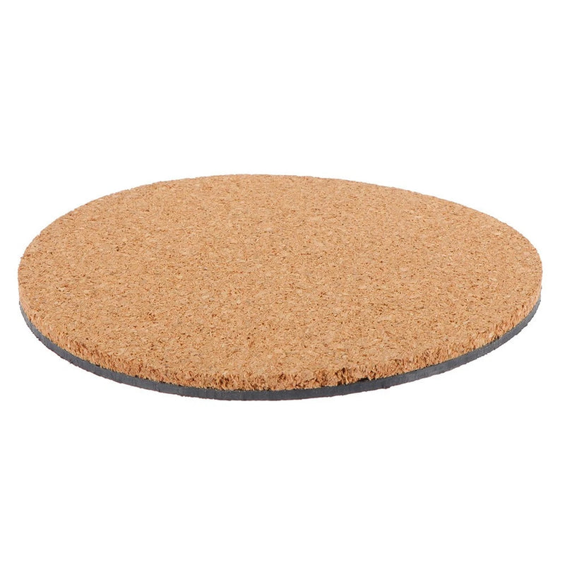 Round absorbent cork plant mat, 6 inch plate pad, tan cork top with dark rim