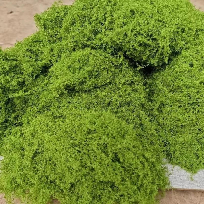 Artificial green moss decoration mat, dense textured surface for fairy gardens
