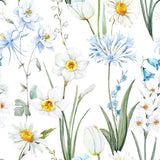 24"x118" Floral Peel and Stick Wallpaper White Daisy Blue Hydrangea Flower Bo... Hydrangea