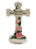Ganz January Birth Month Flower Cross Figurine Carnations Carnation