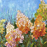 Flowers Original Oil Painting on Canvas 40X40cm Hydrangea in Autumn Impasto Art Hydrangea