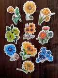 STICKERS x 10 Flowers Poppy Gardenia Sunflower Carnation Flower Daisy FL2 Sunflower