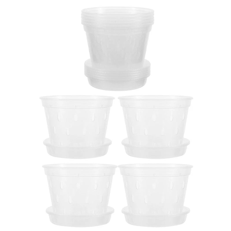 9 Pcs Plastic Orchid Pots Clear Nursery for Plants Gardening Planter Garden Plants
