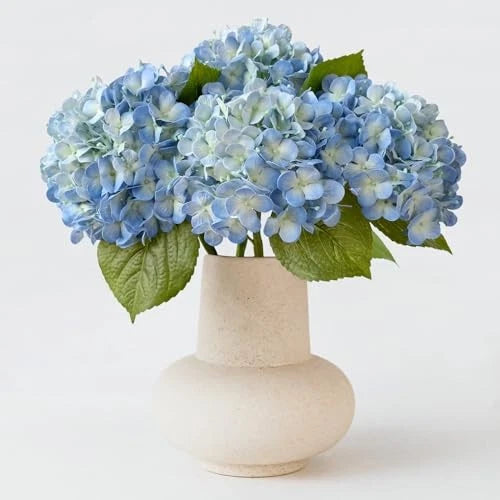 20in 4PCS Faux Hydrangea Artificial Flowers Lifelike Latex Hydrangeas Faux Blue Hydrangea