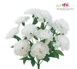 14 White Carnations Bush Artificial Silk Flowers Wedding Bridal Bouquet Fake Carnation