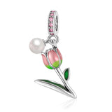 925 Sterling Silver Charms, Sunflower, Bouquet Flowers, Zirconia Snowflake Charm Sunflower