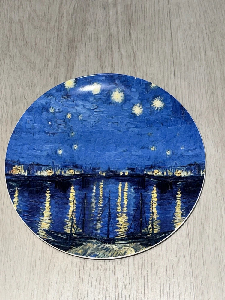 Vincent Van Gogh Decorative Plate Starry Rhone - Van Gogh Experience Collect NIB Sunflower