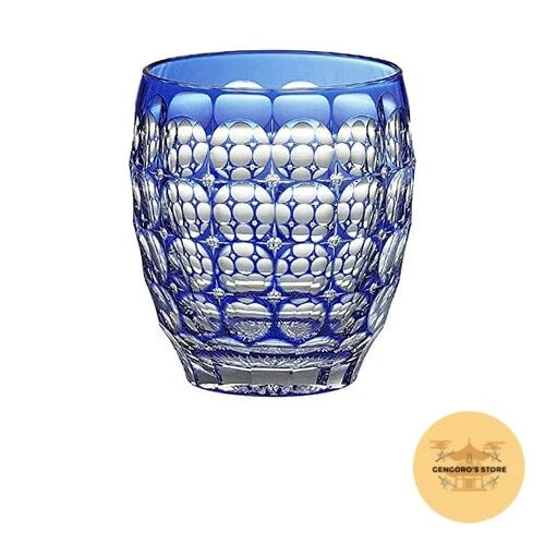 Kagami Crystal Edo Kiriko Rocks Glass 240ml Blue Hydrangea T727-2684CCB Hydrangea