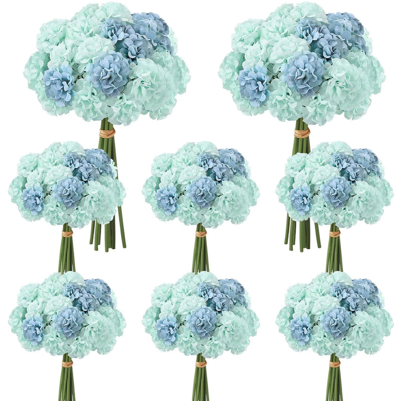 72 Pcs Blue Green Hydrangea Artificial Flowers, Round Floral Bouquet for Home... Hydrangea