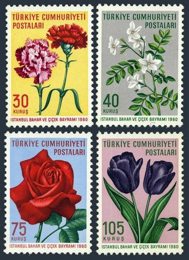 Turkey 1480-1483, MNH. Mi 1735-1738. Spring Flower Festival, 1960. Carnations, Carnation