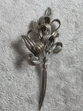 VTG 1940s Lily Flowers Silver Tone Brooch Signed Lily