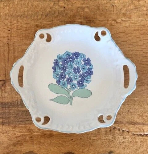 Schmidt Porcelana Brasil Hydrangea Plate Vintage Decorative Pierced Hydrangea