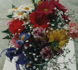 Colorful Flower Bouquet Daisies Carnations Iris Roses Baby's Breath Arrangement Carnation