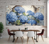 Blue Hydrangea Flowers Abstract Paint Wall Art Canvas Unframed Print Art Hydrangea