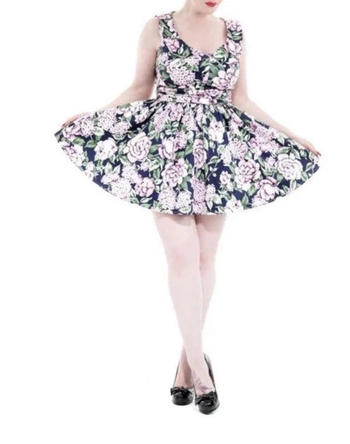 Hearts & Roses Carnation Flower Dress Navy Size 12 Carnation