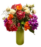 Free Shipping Floral Arrangement Bright Mixed Floral Lime Ceramic Vase Tall 24" Green Plant