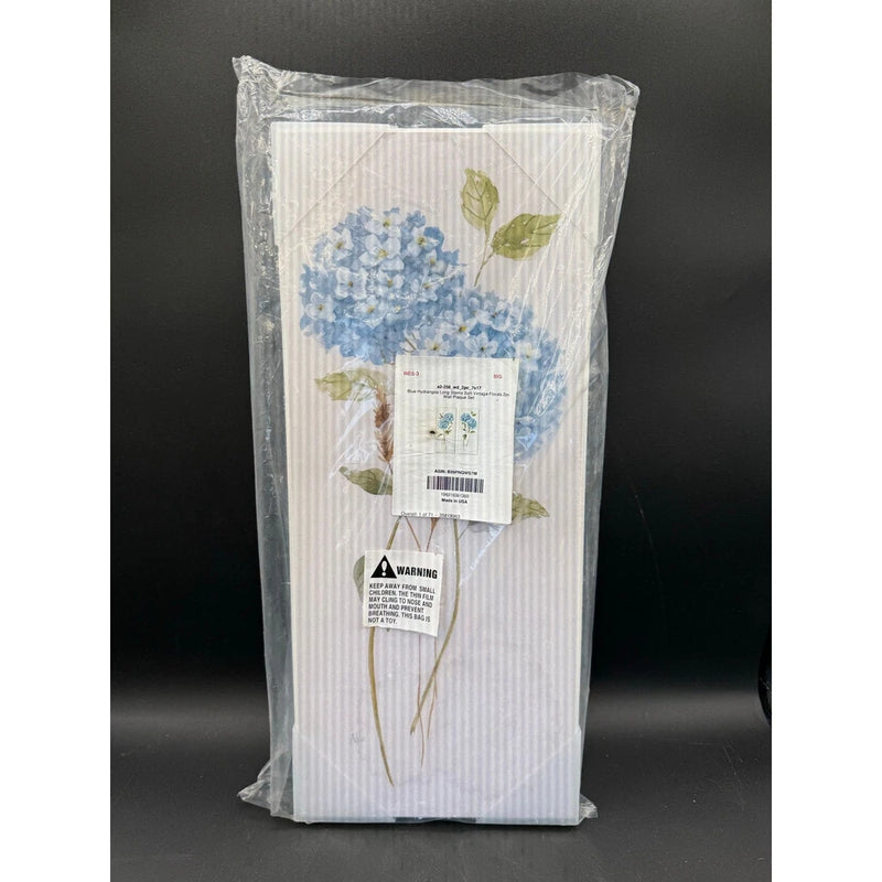 Blue Hydrangea Long Stem Two-Piece Wall Plaque Set Ð Vintage Floral Hydrangea