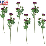 Real Touch Plum Purple Ranunculus Artificial Floral Stems Set of 6 Centerpieces Ranunculus