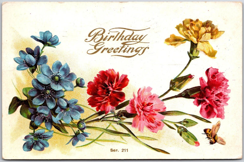 Happy Birthday To You, 1909 Greetings, Carnation Flowers, Vintage Postcard Carnation