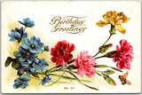 Happy Birthday To You, 1909 Greetings, Carnation Flowers, Vintage Postcard Carnation
