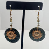 Sunflower Dangle Earrings, Bohemian style Fashion Elegant Vintage Round Textured Sunflower