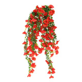 2 PCS Morning Glory Fake Hanging Flowers for Planter Indoor(Orange) Green Plant