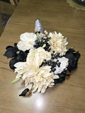 Homecoming Prom Black Ivory White Artificial Flower Bouquet Bouquet
