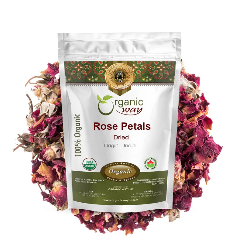 Organic Way Rose Petals Dried - Organic, Kosher & USDA Certified Roses