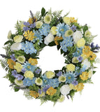 NEW Silk Flower Wreath 24 - 26Ó Ranunculus Daisy Hydrangea Farmhouse Front Door Ranunculus