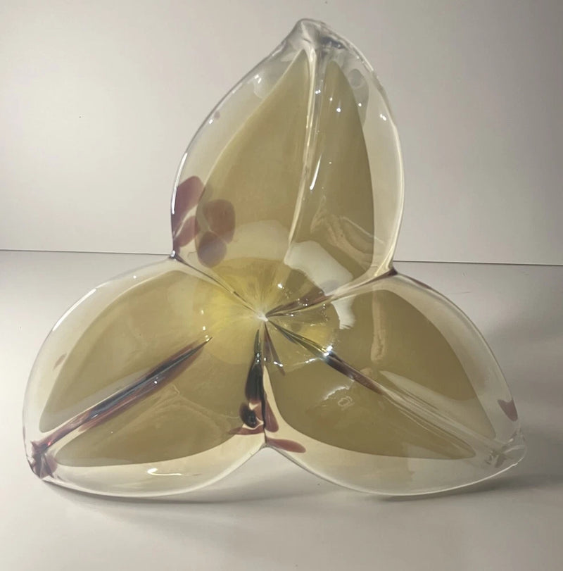 Vintage Murano Style Hand Blown Glass Lily Flower Figurine With Twisted Stem Lily