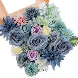 Blue Artificial Flowers Combo Silk Mix Peony Rose Hydrangea Fake Flowers w/St... Hydrangea