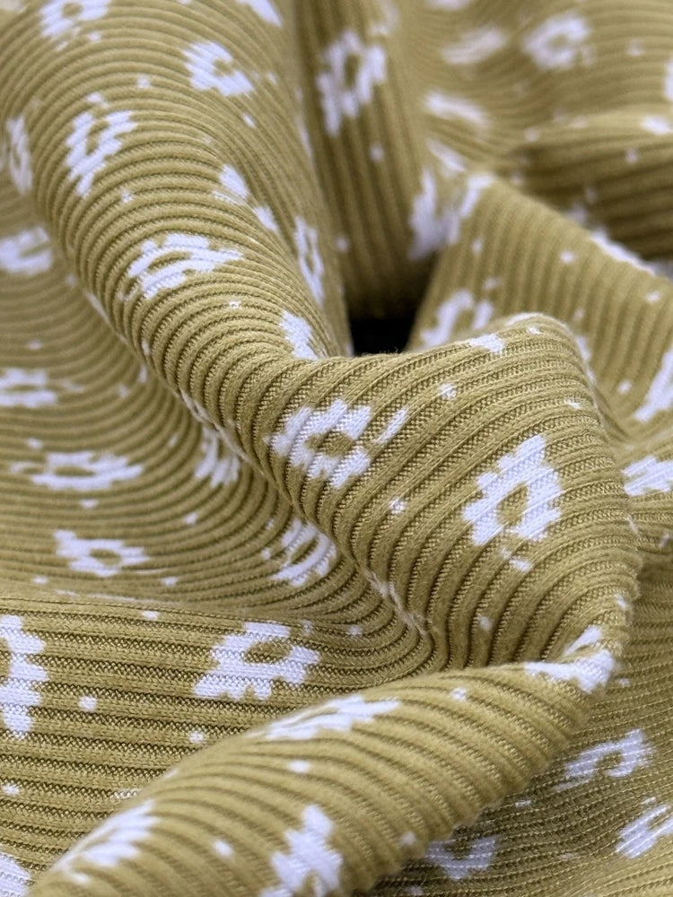 Yummy RIB 2x1 Knit Print 95% Polyester 5% Spandex 58/60" Fabric By The Yard Flowering Plants