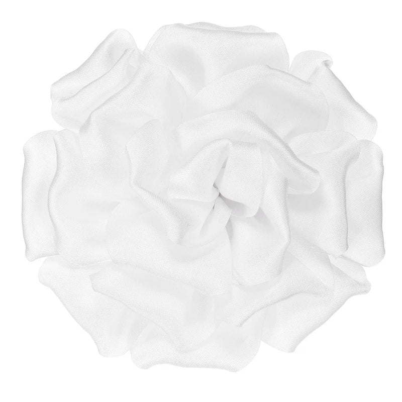 4" Silk Satin Flower Brooch Pin Large Peony Floral Lapel Pin White Peony
