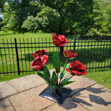 Handmade Metal Yard Art Roses Flowers Sculpture Garden Decorations Roses