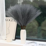 60 PCS 24 Inch Artificial Grey Pampas Grass Decor Tall Faux Pompas Stems Pampas Grass