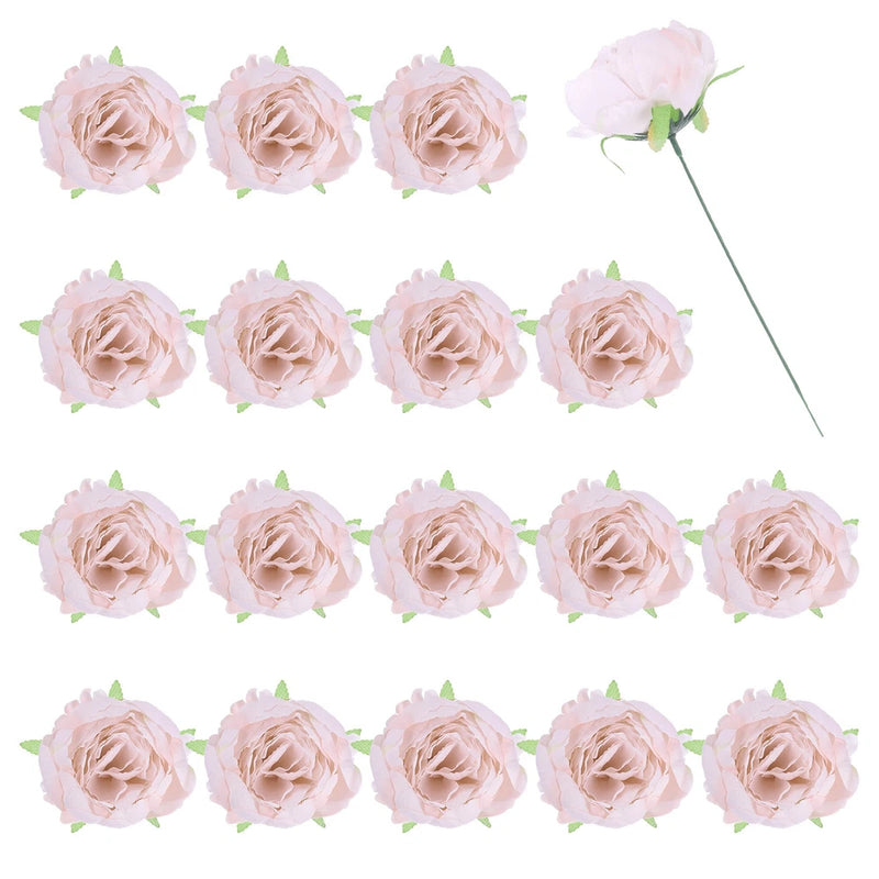 25Pcs Peonies Artificial Flowers, Fake Peony Flowers with Stems, Soft Pink Peony