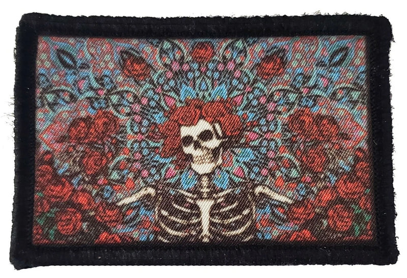 Grateful Skeleton Roses Morale Patch Military Tactical Army Flag USA Roses